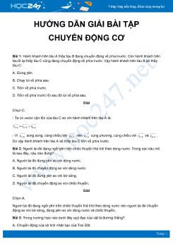 Hướng dẫn giải chi tiết bài tập chuyển động cơ môn Vật Lý 10 năm 2020