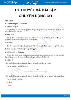 Tổng hợp lý thuyết và bài tập về Chuyển động cơ môn Vật Lý 10 năm 2020