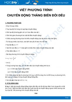 Phương pháp viết phương trình chuyển động thẳng biến đổi đều môn Vật Lý 10 năm 2020