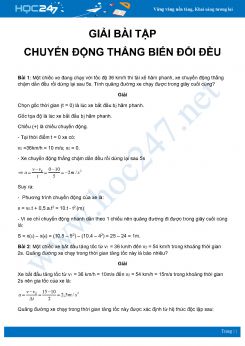 Hướng dẫn giải bài tập Chuyển động thẳng biến đổi đều môn Vật Lý 10 năm 2020