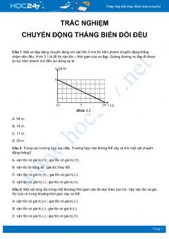 26 câu trắc nghiệm ôn tập về Chuyển động thẳng biến đổi đều môn Vật Lý 10 năm 2020 có đáp án