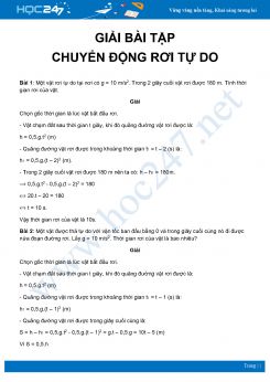 Hướng dẫn giải bài tập Chuyển động rơi tự do môn Vật Lý 10 năm 2020