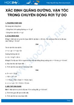 Phương pháp xác định quãng đường và vận tốc trong Chuyển động rơi tự do môn Vật Lý 10 năm 2020