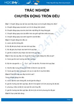 28 câu trắc nghiệm ôn tập về Chuyển động tròn đều có đáp án môn Vật Lý 10 năm 2020