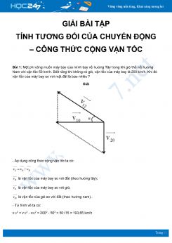 Hướng dẫn giải bài tập về Tính tương đối của chuyển động - Công thức công vận tốc môn Vật Lý 10