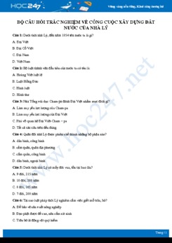 Bộ câu hỏi ôn tập về Công cuộc xây dựng đất nước của nhà Lý môn Lịch sử 7