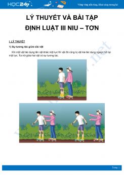 Tổng hợp lý thuyết và bài tập về Định luật III Niu – Tơn môn Vật Lý 10 năm 2020