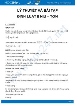Tổng hợp lý thuyết và bài tập về Định luật II Niu – Tơn môn Vật Lý 10 năm 2020