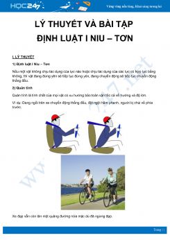 Tổng hợp lý thuyết và bài tập về Định luật I Niu – Tơn môn Vật lý 10 năm 2020