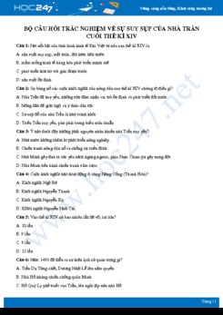 Bộ 20 câu hỏi trắc nghiệm về Sự suy sụp của nhà Trần cuối TK XIV có đáp án môn Lịch sử 7