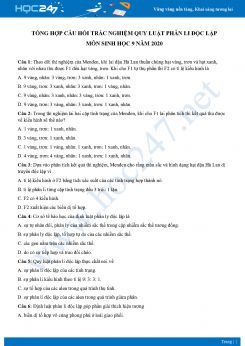Tổng hợp câu hỏi trắc nghiệm Quy luật phân li độc lập môn Sinh học 9 năm 2020