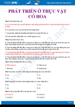 40 Câu hỏi trắc nghiệm ôn tập Phát triển ở thực vật có hoa Sinh học 11 có đáp án