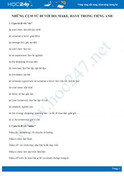 Những cụm từ đi với do, make, have trong Tiếng Anh