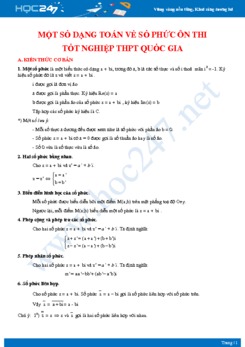 Một số dạng toán về Số phức ôn thi THPT quốc gia có đáp án