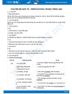 Chuyên đề giới từ trong Tiếng Anh