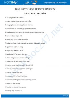 Tổng hợp từ vựng từ Unit 1 đến Unit 6 Tiếng Anh 7 chương trình thí điểm