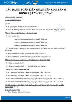 Tổng ôn các dạng toán liên quan đến Sinh sản ở động vật và thực vật Sinh học 11