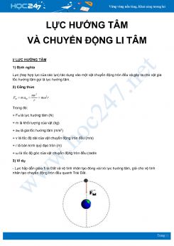 Chuyên đề về Lực hướng tâm và Chuyển động li tâm môn Vật Lý 10 năm 2020
