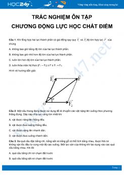 Trắc nghiệm ôn tập Chương Động lực học chất điểm môn Vật Lý 10 năm 2020 có đáp án