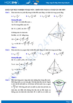 28 bài tập trắc nghiệm về Mặt nón - Khối nón Toán 12 có đáp án chi tiết