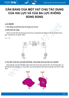 Chuyên đề Cân bằng của một vật chịu tác dụng của hai lực và của ba lực không song song môn Vật Lý 10
