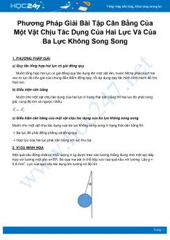 Phương pháp giải bài tập Cân bằng của một vật chịu tác dụng của hai lực và của ba lực không song song
