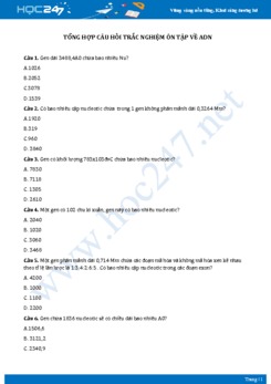 Tổng hợp câu hỏi trắc nghiệm ôn tập về ADN Sinh học 9 năm 2020 có đáp án