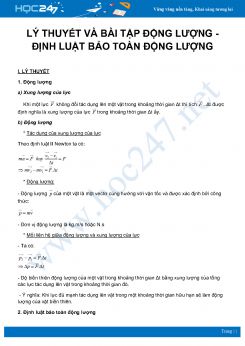 Tổng hợp lý thuyết và bài tập về Động lượng - Định luật bảo toàn động lượng môn Vật Lý 10 năm 2020