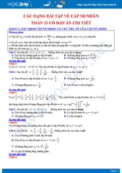 Các dạng bài tập về Cấp số nhân Toán 11 có đáp án chi tiết