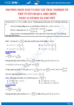 Phương pháp giải và bài tập trắc nghiệm về Tiếp tuyến đi qua một điểm Toán 11 có đáp án chi tiết