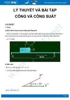 Tổng hợp lý thuyết và bài tập về Công và Công suất môn Vật Lý 10 năm 2020