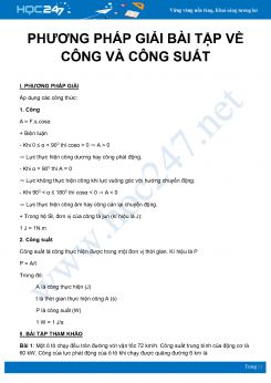 Phương pháp giải bài tập về Công và Công suất môn Vật Lý 10 năm 2020