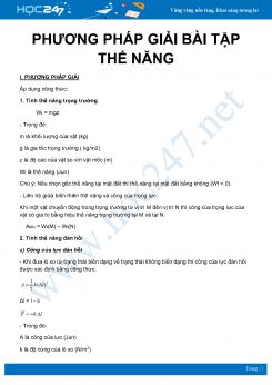 Phương pháp giải bài tập Thế năng môn Vật Lý 10 năm 2020