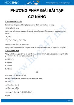 Phương pháp giải bài tập Cơ năng môn Vật Lý 10 năm 2020