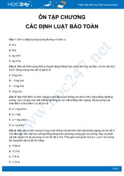 25 câu trắc nghiệm ôn tập chương Các định luật bảo toàn môn Vật Lý 10 năm 2020 có đáp án