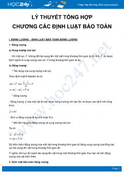 Lý thuyết tổng hợp chương Các định luật bảo toàn môn Vật Lý 10 năm 2020