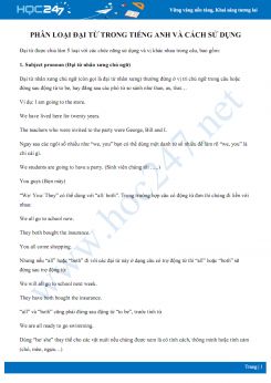 Phân loại đại từ trong Tiếng Anh và cách sử dụng