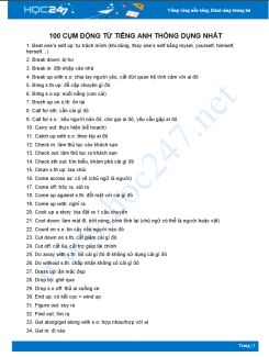 100 cụm động từ Tiếng Anh thông dụng nhất