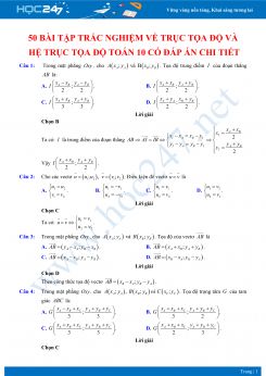 50 bài tập trắc nghiệm về Trục tọa độ và hệ trục tọa độ Toán 10 có đáp án chi tiết