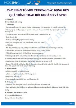 Tổng ôn Ảnh hưởng của nhân tố môi trường đến quá trình trao đổi khoáng và nito Sinh học 11