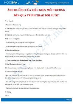 Lý thuyết và bài tập ôn tập Ảnh hưởng của môi trường đến trao đổi nước ở thực vật Sinh học 11