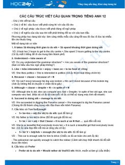 Các cấu trúc viết lại câu quan trọng Tiếng Anh 12
