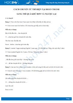 Cách chuyển từ thì hiện tại hoàn thành sang thì quá khứ đơn và ngược lại