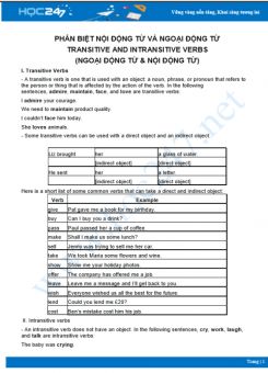 Phân biệt Nội động từ (Intransitive Verbs) và Ngoại động từ (Transitive Verbs)