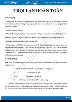 Phương pháp giải Các dạng bài tập trội lặn hoàn toàn Sinh học 12