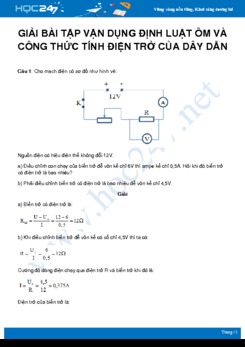 Hướng dẫn giải bài tập vận dụng định luật Ôm và công thức tính điện trở của dây dẫn môn Vật Lý 9 năm 2020