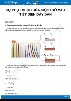 Chuyên đề Sự phụ thuộc của điện trở vào tiết diện sợi dây môn Vật Lý 9 năm 2020