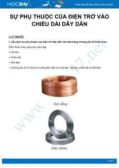 Tổng hợp lý thuyết và bài tập về Sự phụ thuộc của điên trở vào chiều dài dây dẫn môn Vật Lý 9 năm 2020