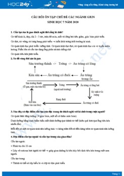 Câu hỏi ôn tập chủ đề Các ngành giun môn Sinh học 7 năm 2020 có đáp án