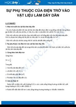Tổng hợp lý thuyết và bài tập về Sự phụ thuộc của điện trở vào vật liệu làm dây dẫn môn Vật Lý 9 năm 2020